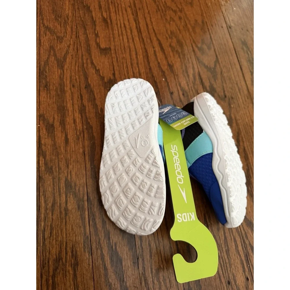 Boys' Speedo S-Way Slip-On Toddler Water Shoes Size Large 9-10 Black & Blue